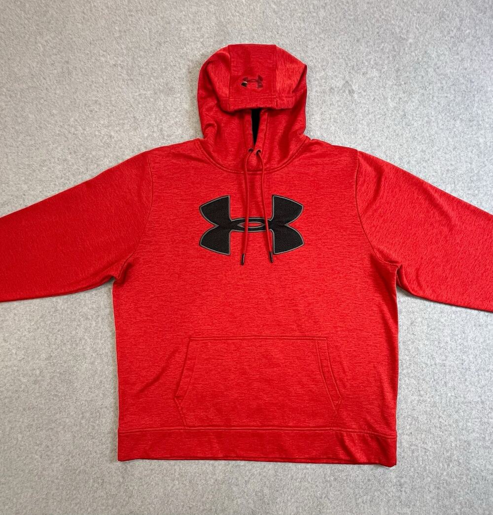 Under Armour Storm Red Fleece Pullover Hoodie Loose Fit Pockets Mens XL